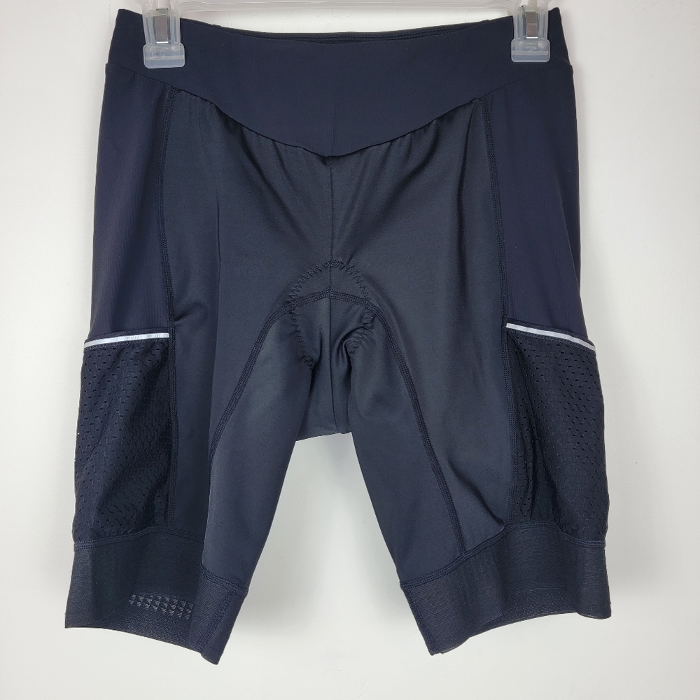 BLACK Womens Triathlon Cycling Shorts 8” Inseam Tri Shorts Side Pockets L/Junior